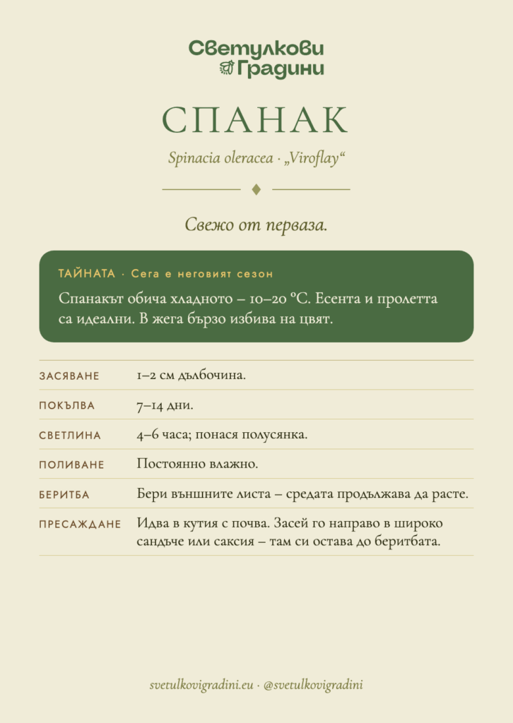 Карта за грижа: Спанак